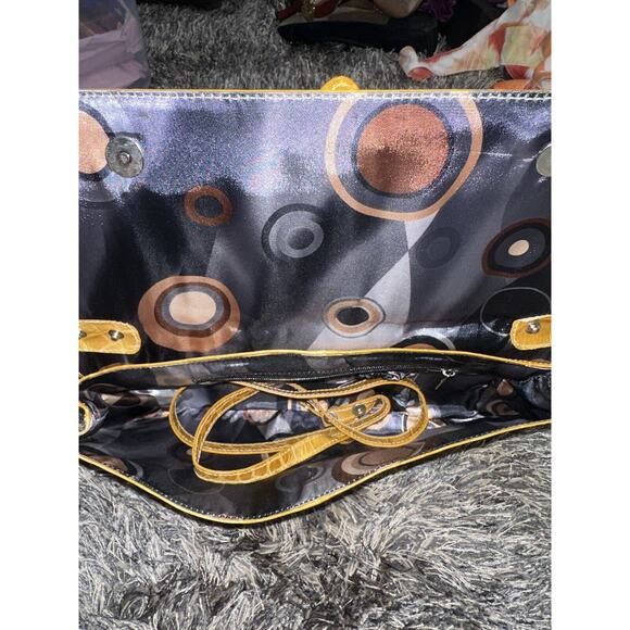 Claudia Firenze Mustard Leather Croc Embossed Leather Shoulder/Clutch Purse EUC - Picture 9 of 10